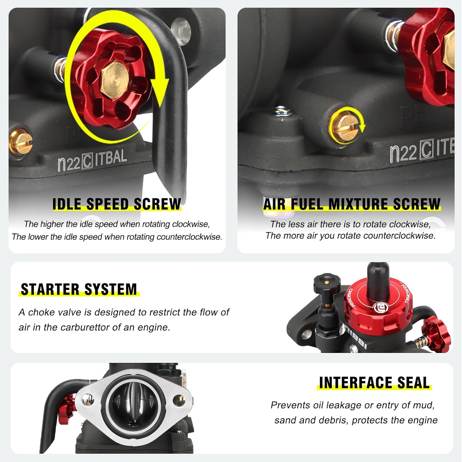NIBBI PE22FL Carburetor Kit, 22Mm Carburetor with 48Mm Motorcycle CNC Air Filter(Silver) image number 1