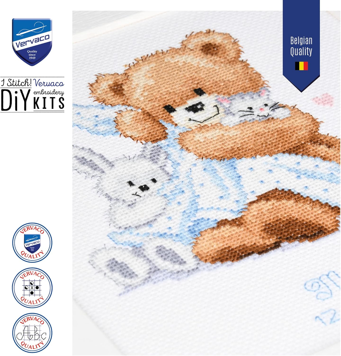 Vervaco Counted Cross Stitch Kit Bear with a Blanket PN-0011901
