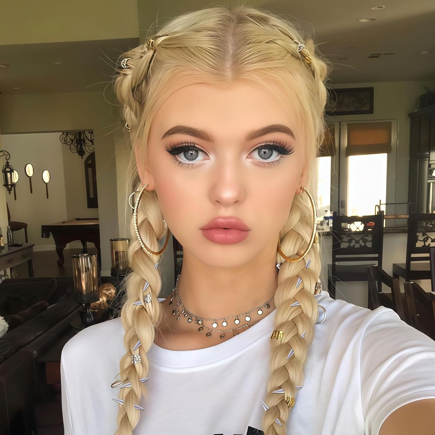 Auroriel 10-Piece Set Metal Punk Spikes Hair Clips, Goth Y2K Grunge Hair Accessories for Women, Silver, Emo Alt Gothic Jewelry for Braids, Dreadlocks and Buns image number 6