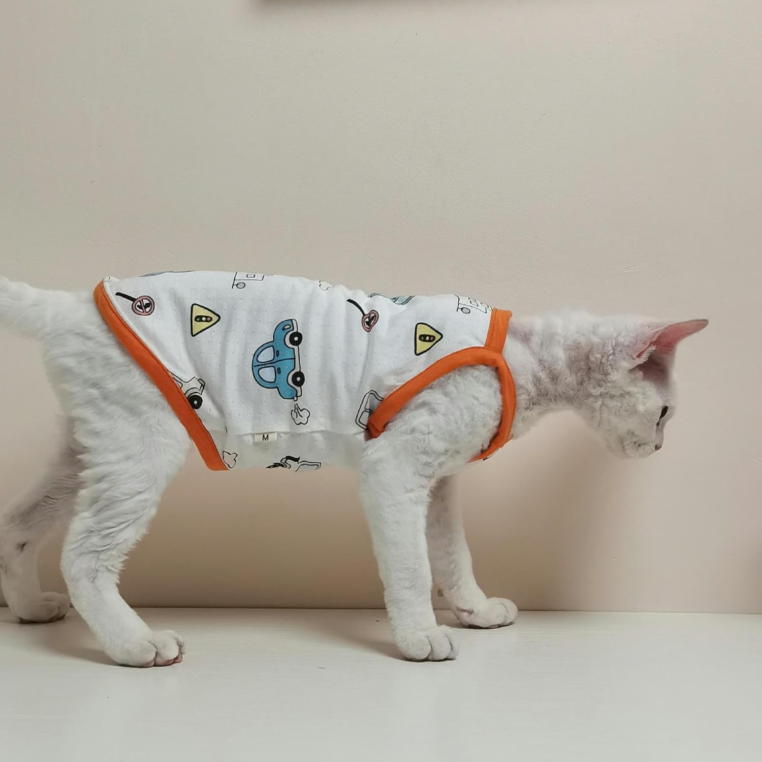IUOUTG Sphynx Hairless Cats Shirt Pure Cotton Hairless Cat Clothes Cute Pullover Cat Pajamas round Collar Kitten Vest Cats Apparel for Cornish Rex, Devon Rex image number 2