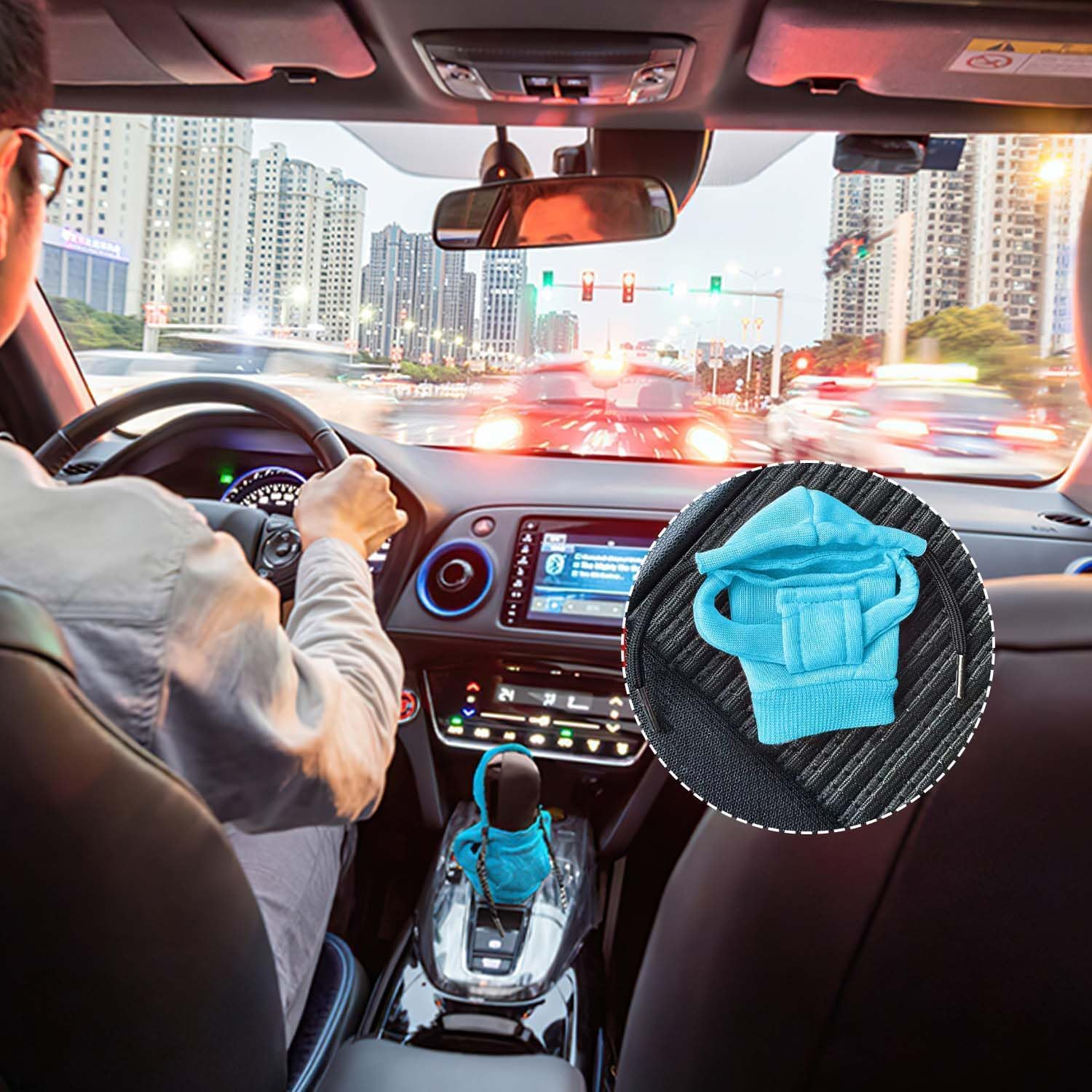 2 PCS Car Gear Shift Cover, Funny Sweater Hoodie for Gearshift, Shift Cover for Car, Universal Soft Shift Knob Cover Interior Decor Accessories Car Shifter image number 3