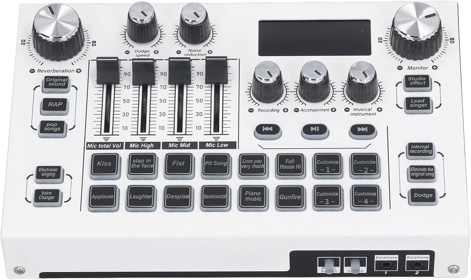 Professional Digital Mixer, USB Sound Interface Live Audio Mixer Sound Card Dual Core Digital Chip Sound Mixer, Support Dual Mic & Live & Headphones for Live Streaming Record
