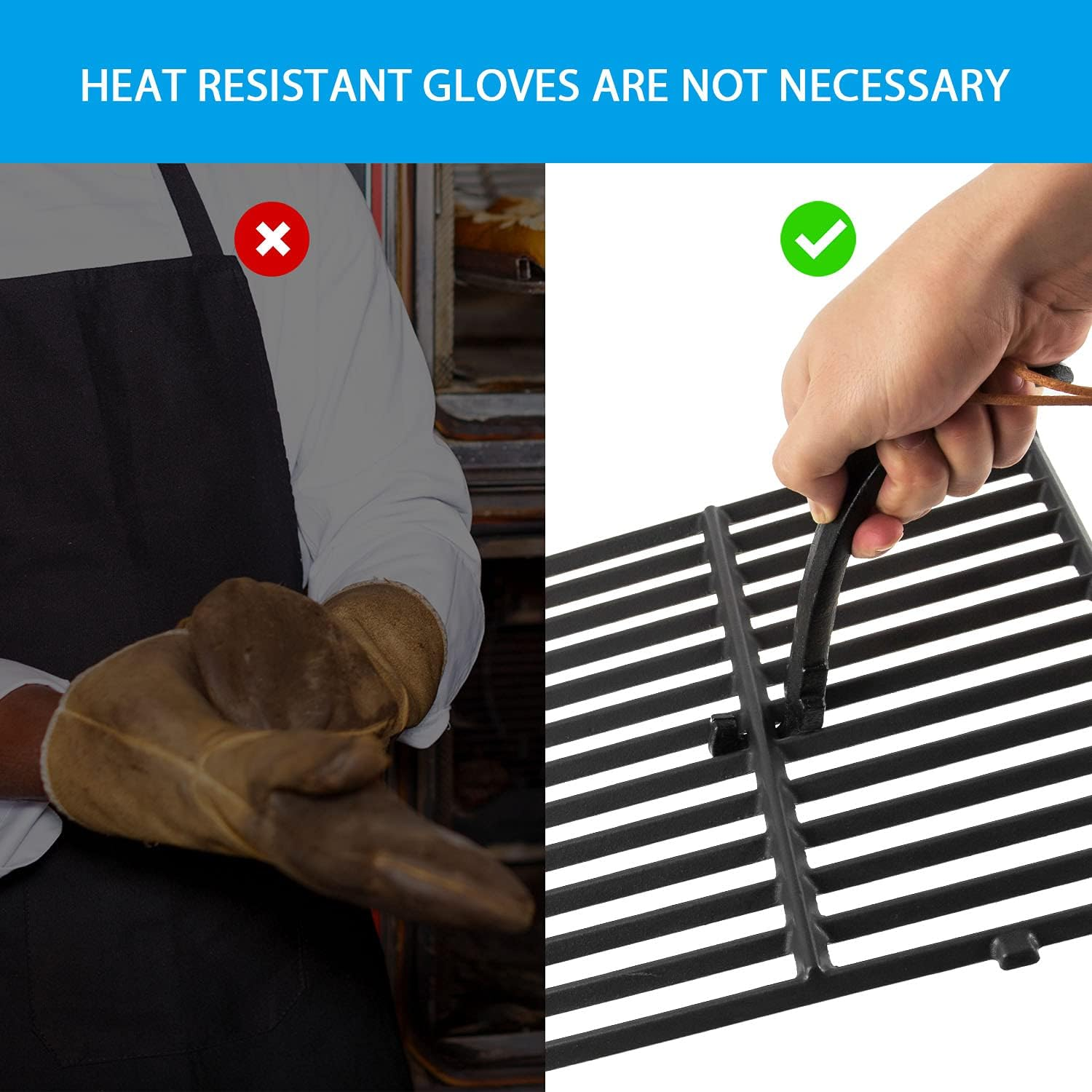 Ajinteby Grill Grate Lifter Cast Iron Universal Cooking Grid Lifter for Most Charcoal, Gas Grills BGE and Kamado Grills, Cast Iron Grate Lifter image number 2