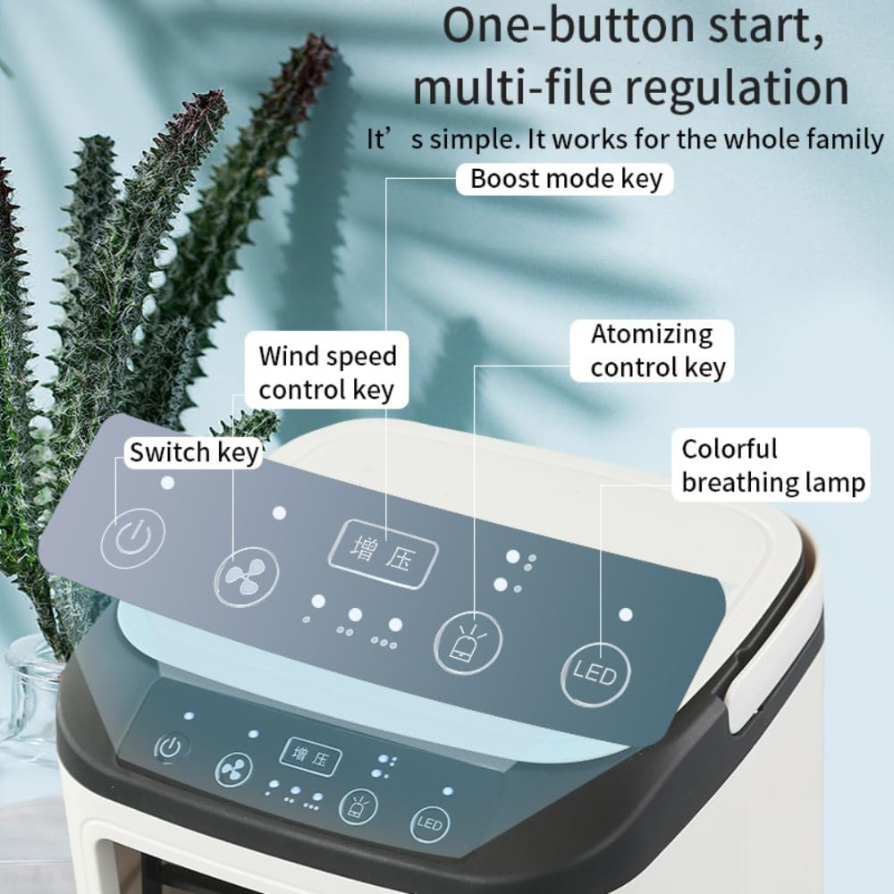 Bewinner Mini Air Conditioner with 900Ml Water Tank, Humidifying Misting Portable Desk Fan, USB Rechargeable Compact Air Cooling Fan for Home Office image number 6