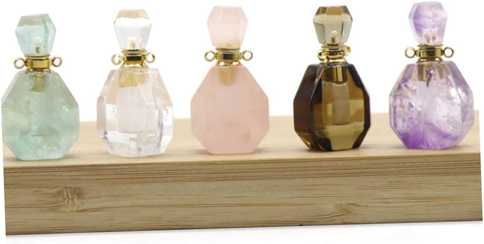 Pendants for Necklaces Crystal Pendants Amethyst Portable Perfume Container Glass Bottle for Essential Oils Accessories White Perfume Container Wishing Bottle