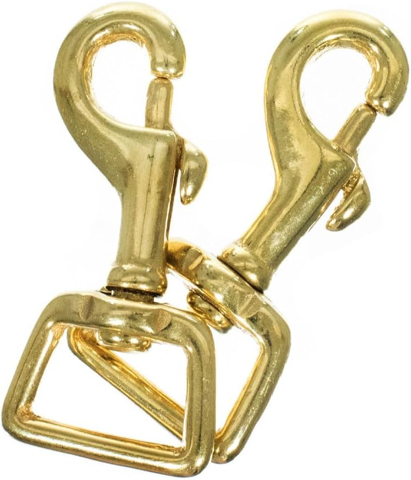Craft County Brass Trigger Clip Swivel Snap Hooks - Sizes of 1/4, 3/8, 1/2, and 3/4 Inches - Packs of 2 - Great for Leathercrafts, Dog Leads, and Purses
