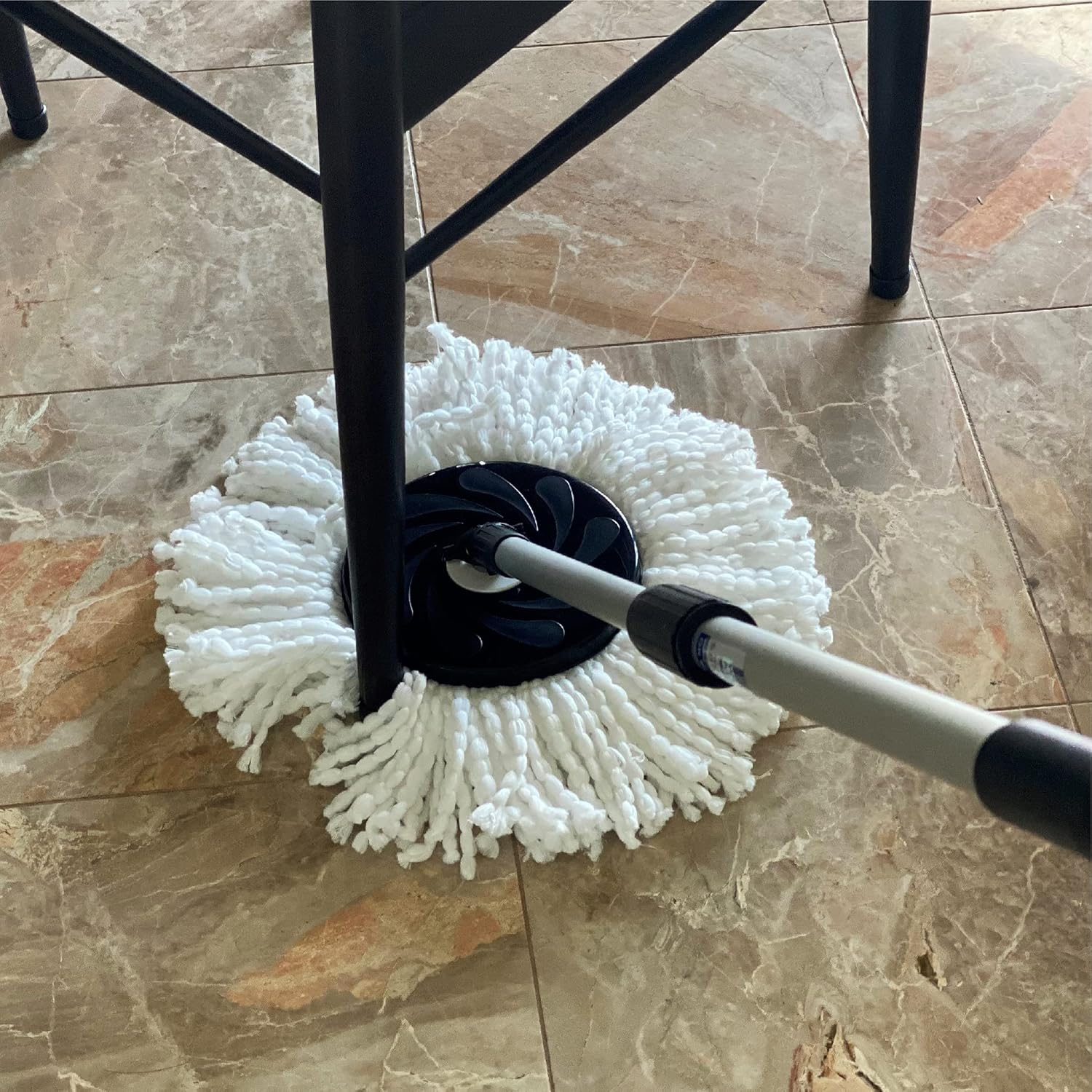 White Magic Spin Mop Duo - Black - Hand Press & Foot Press - Cleans All Hard Floors &ndash; Tile, Timber, Stone, Vinyl - Black/White &ndash; Original & Best