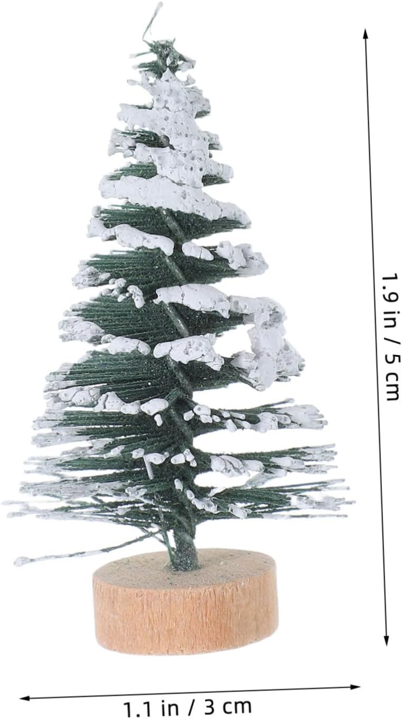 10Pcs Mini Christmas Tree Ornaments Covered in Snow Pine Twig Christmas Tree Decorations for Desktop Party and Home Xmas Decorations image number 4