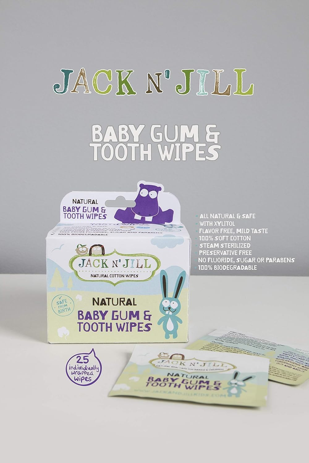 Jack N' Jill Baby Gum and Tooth Wipes 25 Pieces, 25 Count image number 4