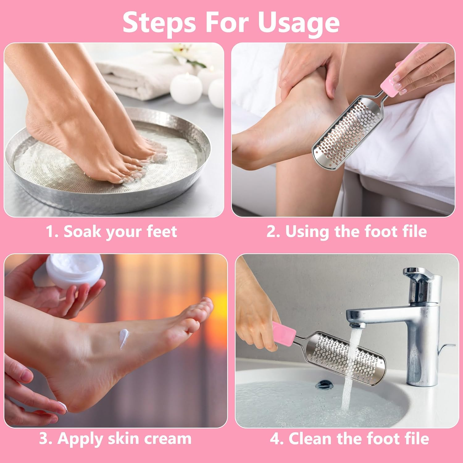 OWIIZI Foot File Pedicure Foot Scrubber for Callus Remover, Stainless Steel Foot Exfoliator Grater Feet Rasp Scraper Hard Cracked Dead Skin Removers for Wet and Dry Foot image number 1