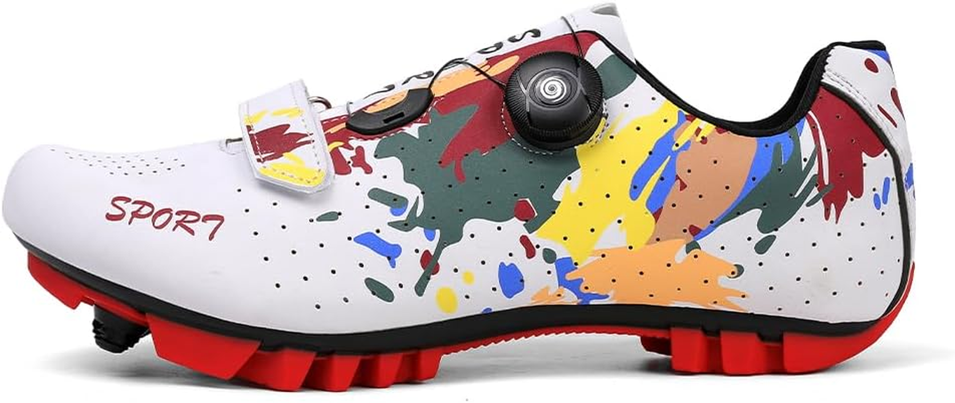 Hixingo Cycling Shoes Men Women Colourful Graffiti Print MTB Cycling Shoes Mountain Bike Shoes Trainers Breathable Outdoor Cycling Shoes Bicycle Spin MTB Shoes image number 1