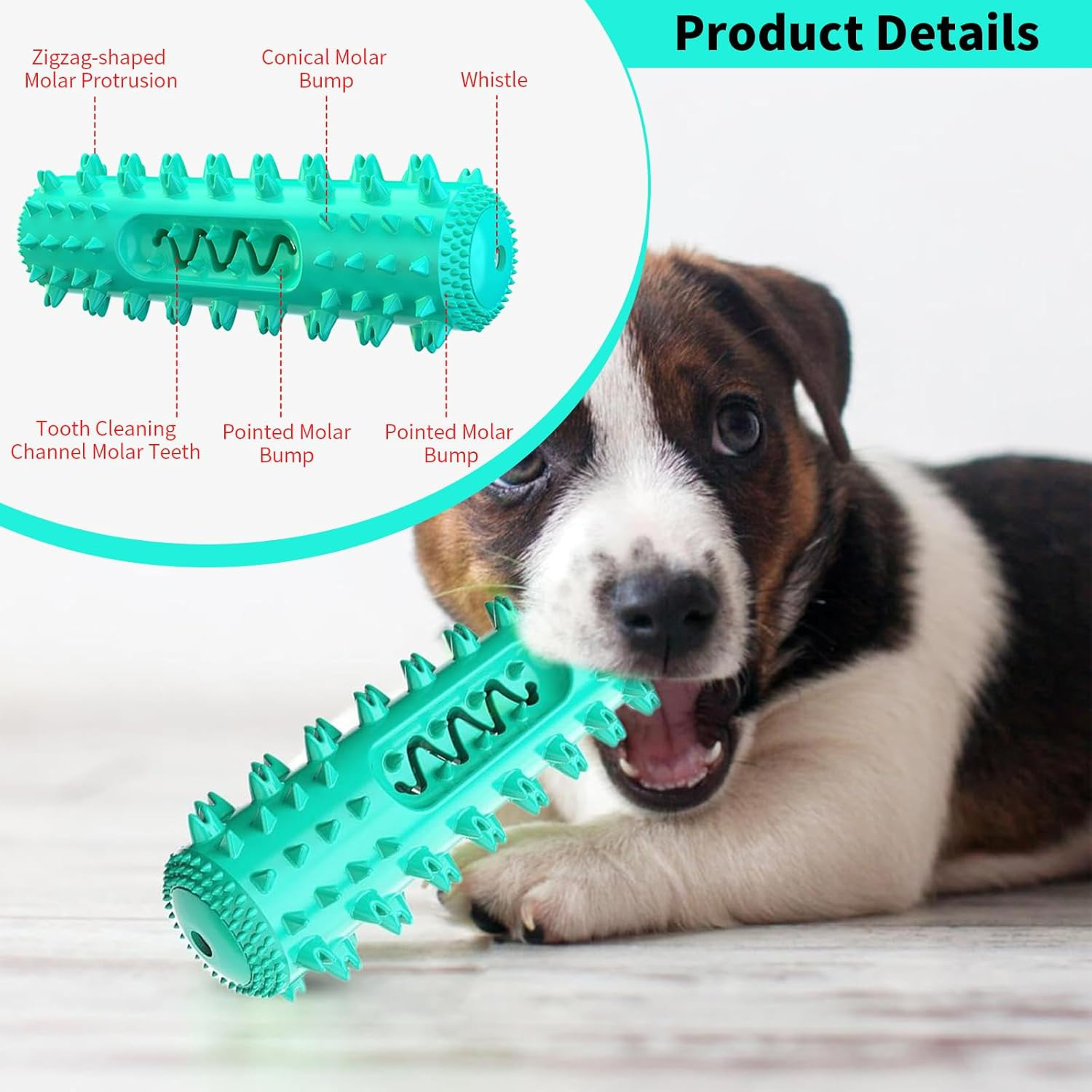 Dog Chew Toy, Squeaky Puppy Teething Chew Toys, Indestructible Bone for Aggressive Chewers, Durable Dog Toothbrush Toys, Natural Rubber Teething Chew Toys for Small Medium Large Breed Dogs (Blue) image number 5