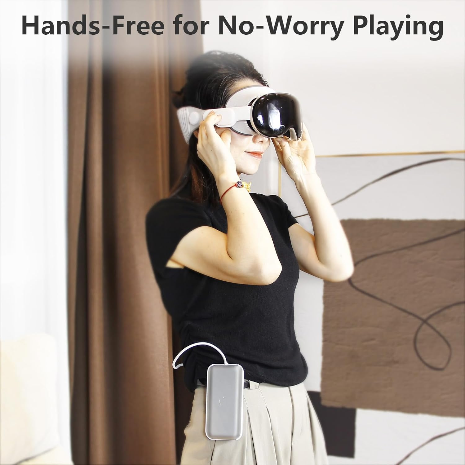 Battery Holder Compatible with Apple Vision Pro, Portable Accessories Battery Case for Vision Pro with Belt Clip and Cross-Body Strap, Apple VR Headset Battery Pack Protective Cover, White image number 5