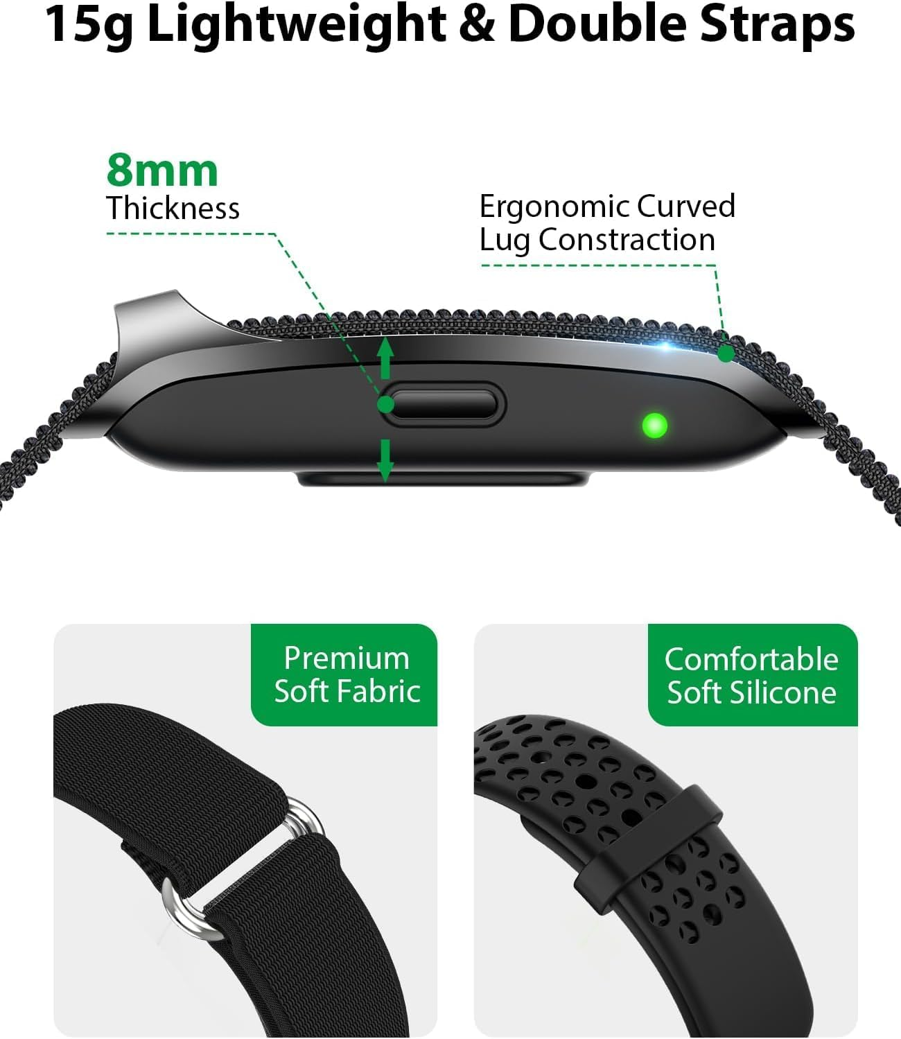 Smart Bracelet, Wearable Activity & Fitness Tracker with 24H Sleep Tracker, Heart Rate Blood Pressure Monitor, 173 Sport Modes, 2 Bands (Black) image number 6