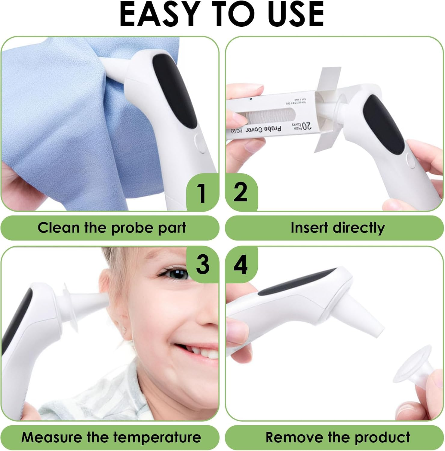 200 Pack Ear Thermometer Probe Covers Compatible with Braun Thermoscan, Refill Caps Replacement Lens Filter Protector for All Braun Thermometer Models, Protective Thermometer Cover, BPA & Latex Free image number 6