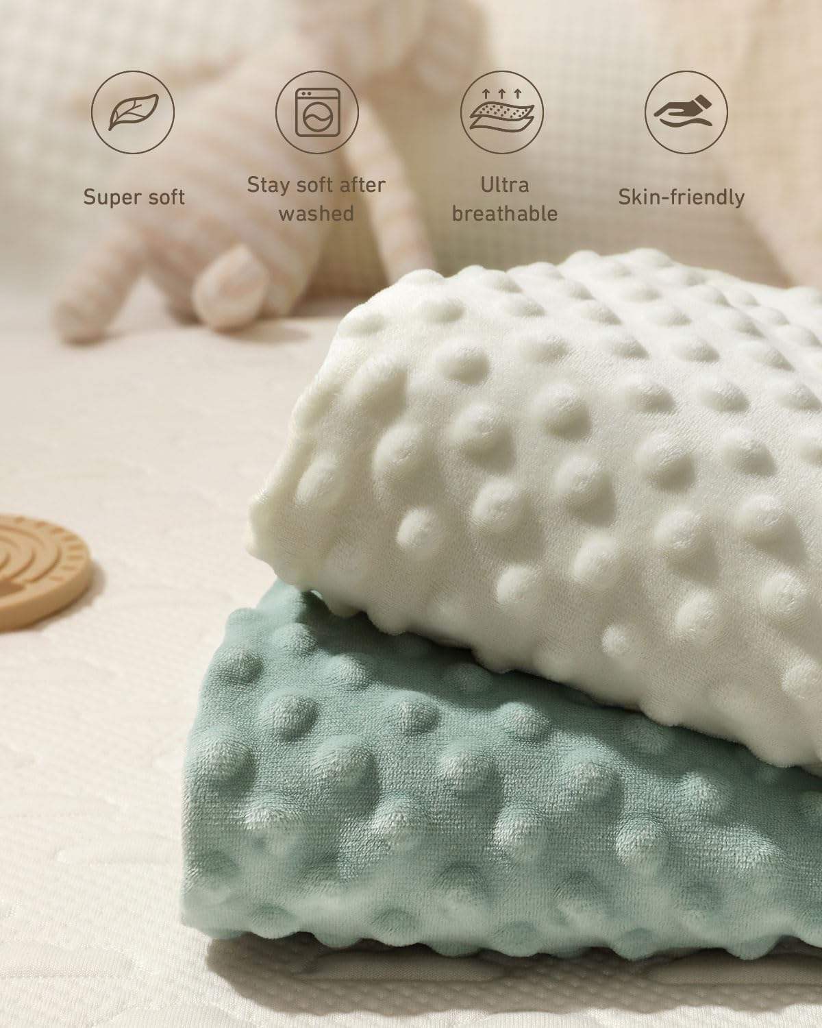 Babebay Changing Pad Cover, Ultra Soft Minky Dots Plush Changing Table Covers for Baby Boys and Girls, Breathable, 2 Pack (Roman Green & Lily White) image number 5