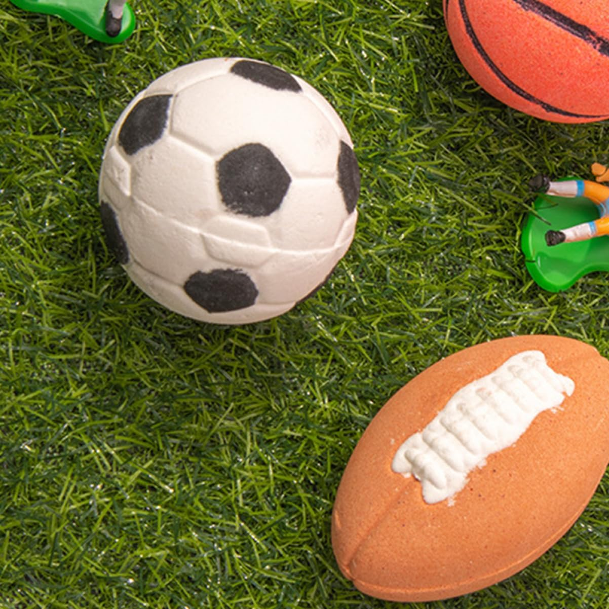 KOMBIUDA 2Pcs Football Shape Bath Salt Bombs Aroma Bathing Bombs Rich Foaming Bathing Salt image number 5