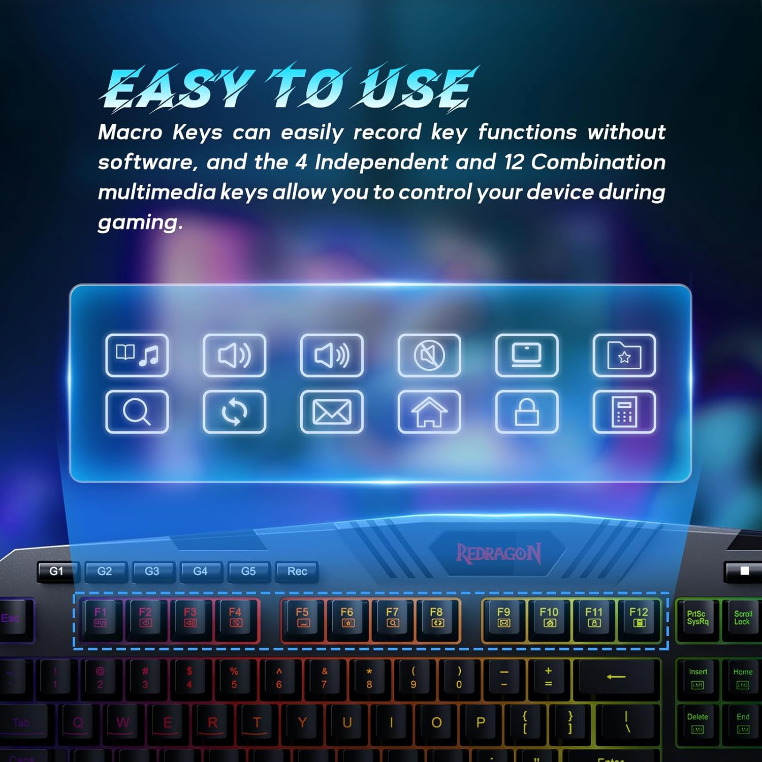 Redragon S101 Gaming Keyboard, M601 Mouse, RGB Backlit Gaming Keyboard, Programmable Backlit Gaming Mouse, Value Combo Set [New Version] image number 6