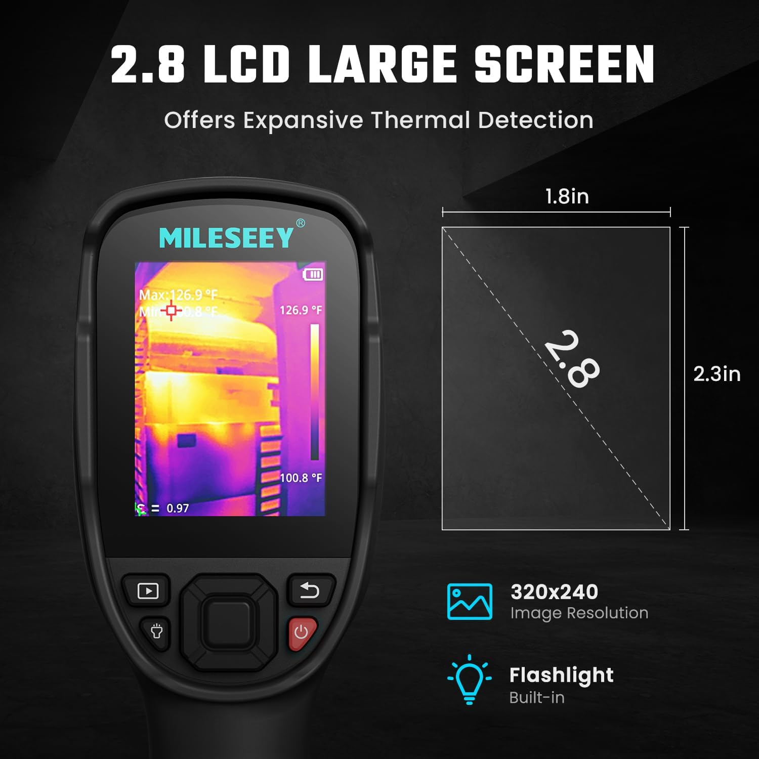 TR256E Thermal Imagers,Mileseey 256 X 192 IR High Resolution Thermal Imaging Camera, Video Recording Supported, Handheld Infrared Camera with 16G Built-In SD Card, Automatic Tracking