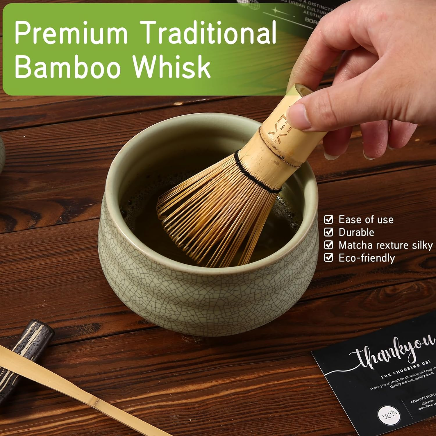 7 Piece Matcha Set - Japanese Matcha Whisk Set, Tea Kit Includes Ceramic Bowl, Bamboo Whisk Holder & Sifter - Complete Matcha Kit Set for Matcha Beginners & Lovers image number 2