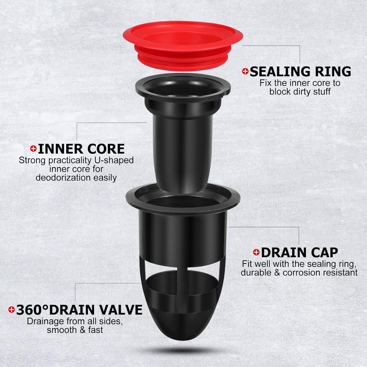 IMIKEYA 2PCS Shower Floor Drain Backflow Preventer Sewer Core Anti-Odor Plug for Kitchen Bathroom 2.56X2.16X1.42Inch