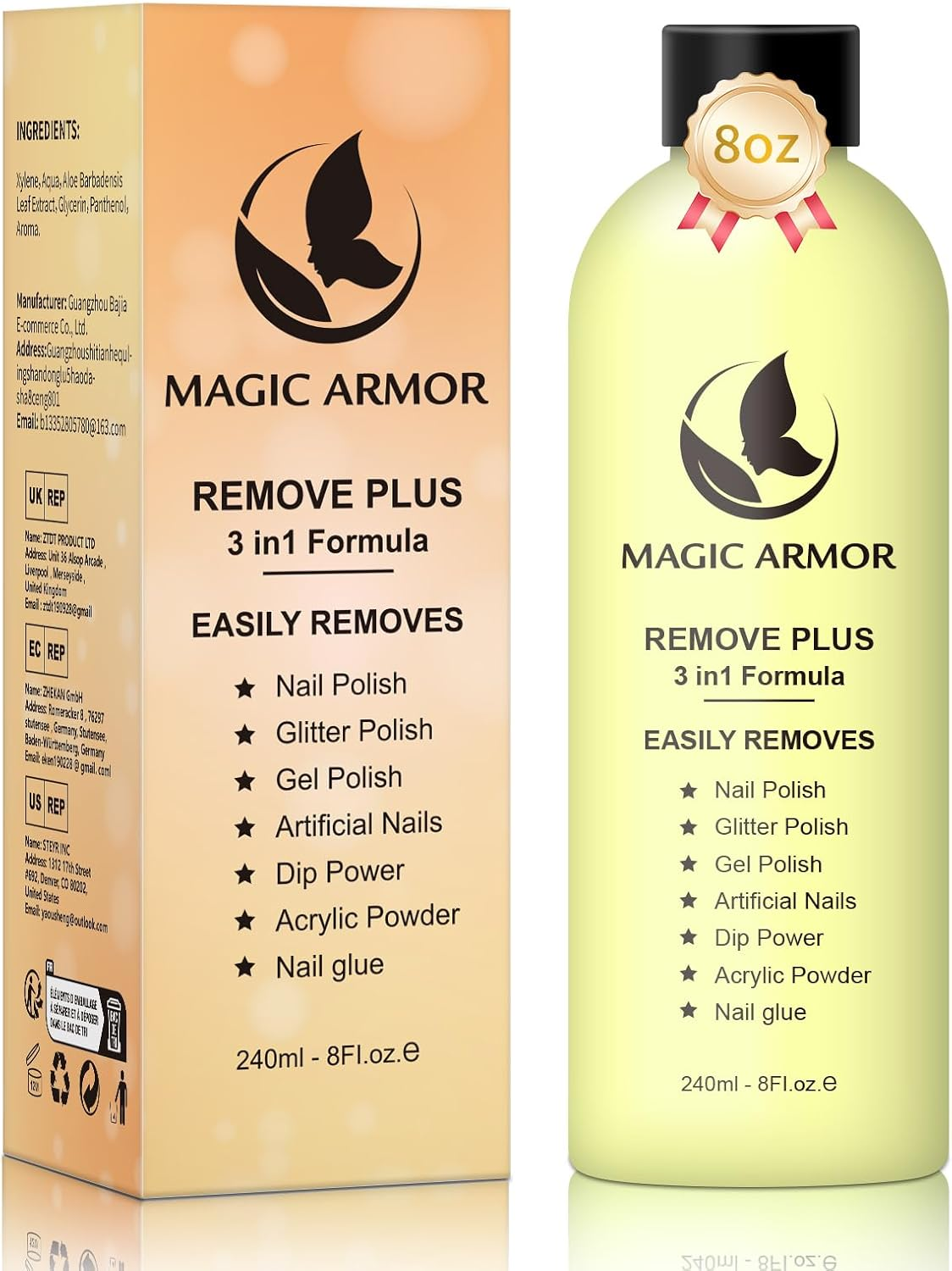 MAGIC ARMOR Nail Polish Remover 240Ml, Acetone-Free Gel Nail Polish Remover, Easy Peel-Off, Nail Glue Remover, Acrylic Dip Powder Nail Remover for Home DIY and Nail Salons image number 1