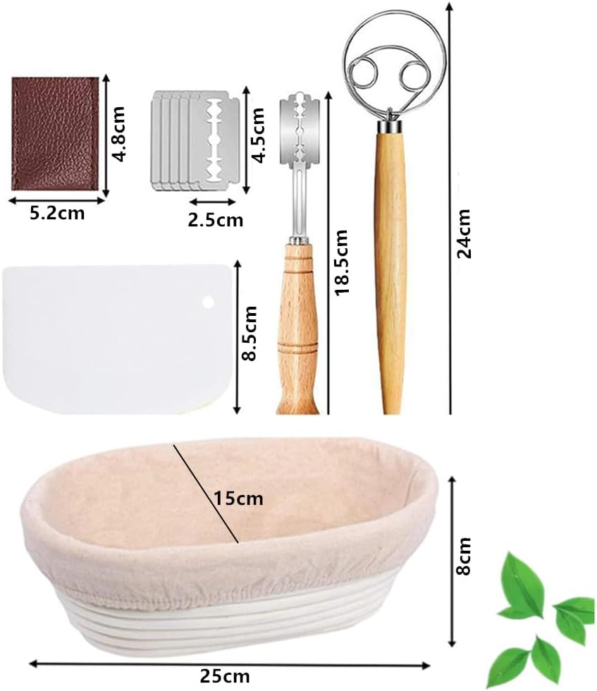 Complete Sourdough Bread Baking Supplies,Sourdough Starter Kit,Caasfooy Bread Proofing Basket Set, Premium Baking Tools,Dough Whisk, Scoring Tool, Scraper for Professional and Home Baker image number 4