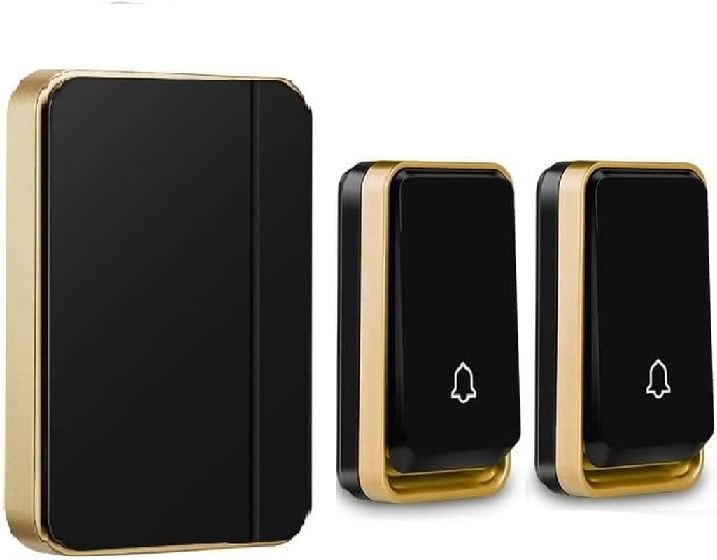 【No Battery Required】 Waterproof Wireless Doorbell, AURTEC Door Chime Kit with 2 Press Self-Powered Transmitter & 1 Plug-In Receivers, 51 Chimes and 4 Volume Levels, Black image number 5