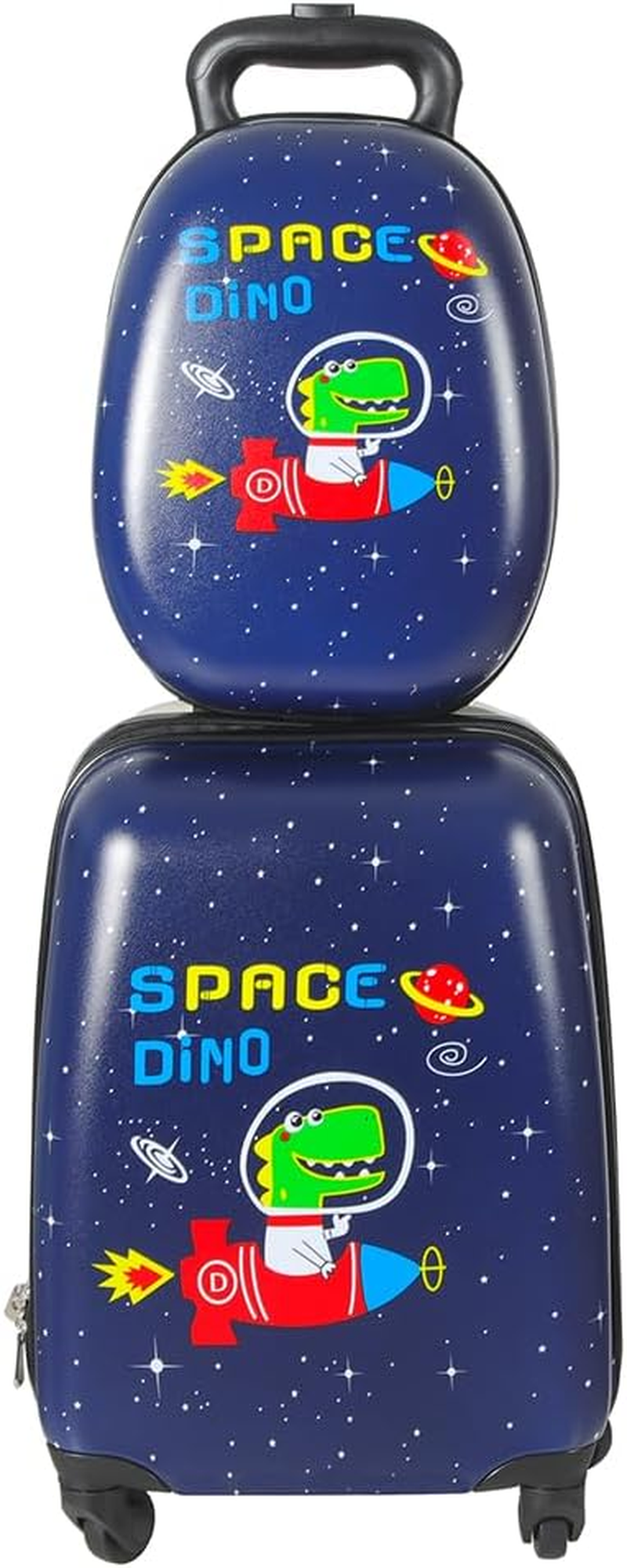 Bopeep 16''13'' 2PCS Kids Luggage Set Travel Suitcase Child Space Backpack Carry on Children Travel Rolling Trolley Suitcase, Retractable Handle, Lightweight Trolley Case for Boys Girls (Jungle)