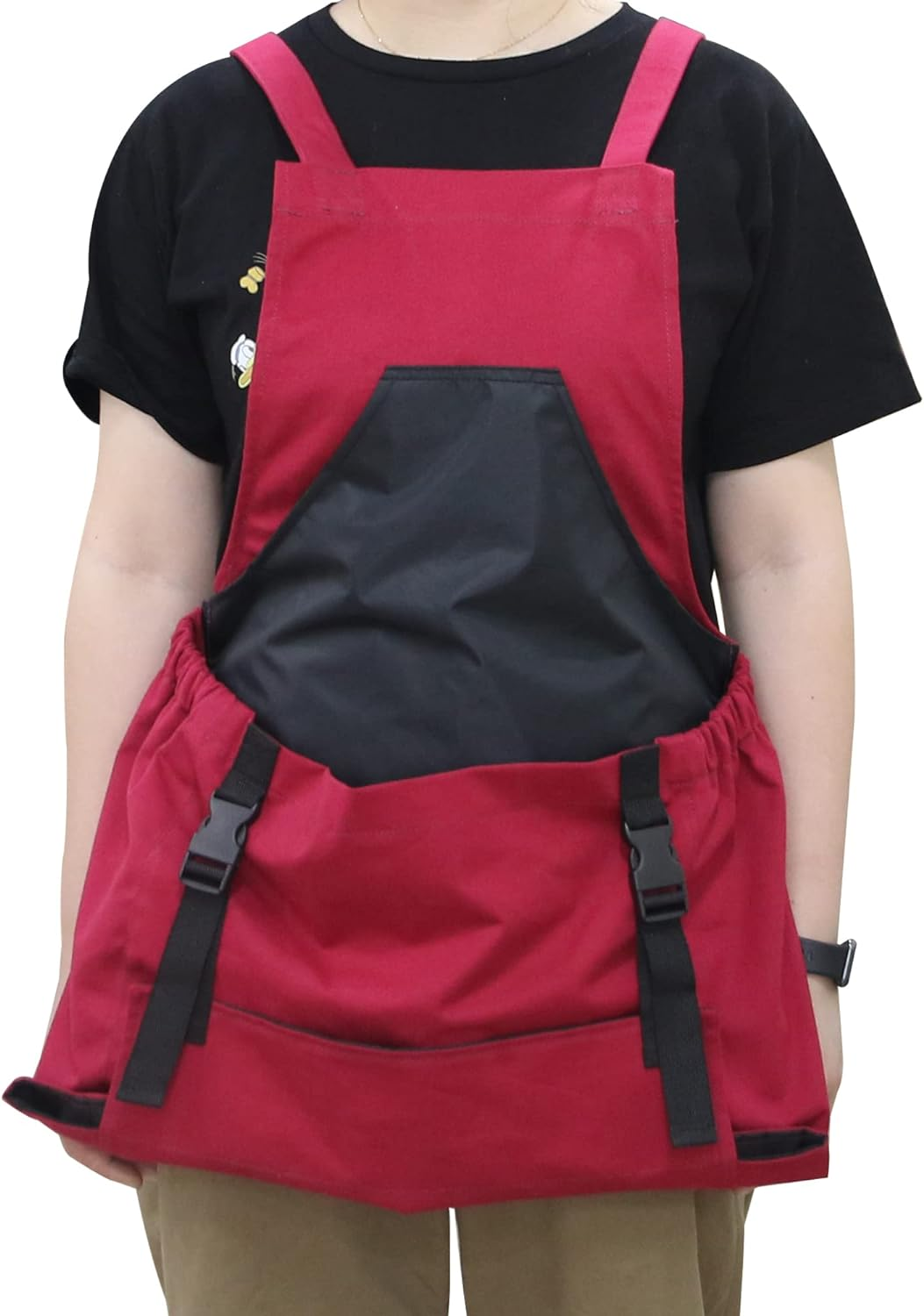 Gardening Apron with Pockets,Tool Apron for Women with Quick Release Lower Pocket, Washable Cotton and Adjustable Waist for Women Gardening Gift