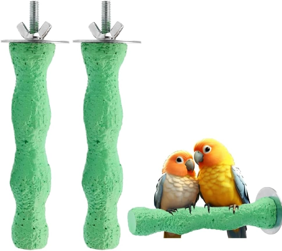 Anti-Slip Bird Nail Trimming Stick Resin Beak Stone, 2Pcs Parrot Claw and Beak Frosted Grinding Bar Standing Stick,Resin Bird Perches Bird Beak Grinding Stone,Parrot Stand Wood Paw Grinding Stick image number 2