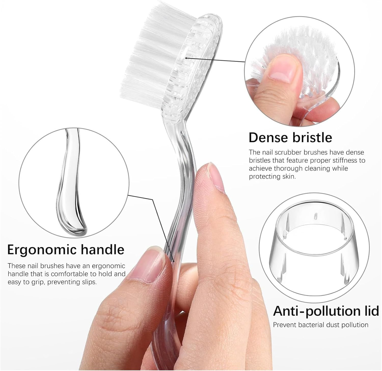 Vgvgaj Fingernail Scrub Brush,Portable Ergonomic No-Slip Manicure Tool,Fingernails Cleaning Nail Brush - for Women Girls Men Adults Lovers Family Friends Mom image number 5