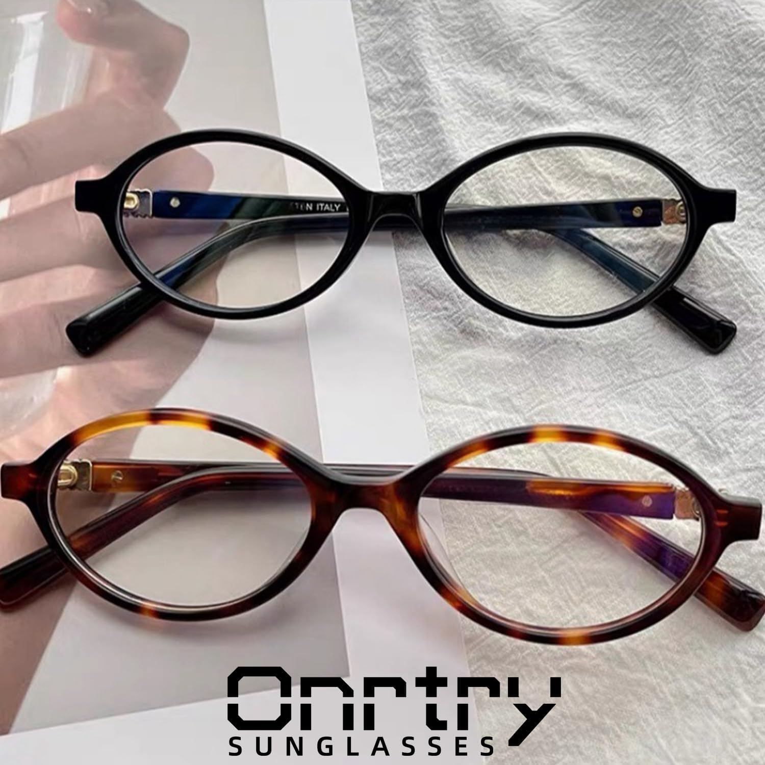 Onrtry Retro Oval Glasses for Women Men Fake Nerd Glasses round Non- Computer Eyeglasses