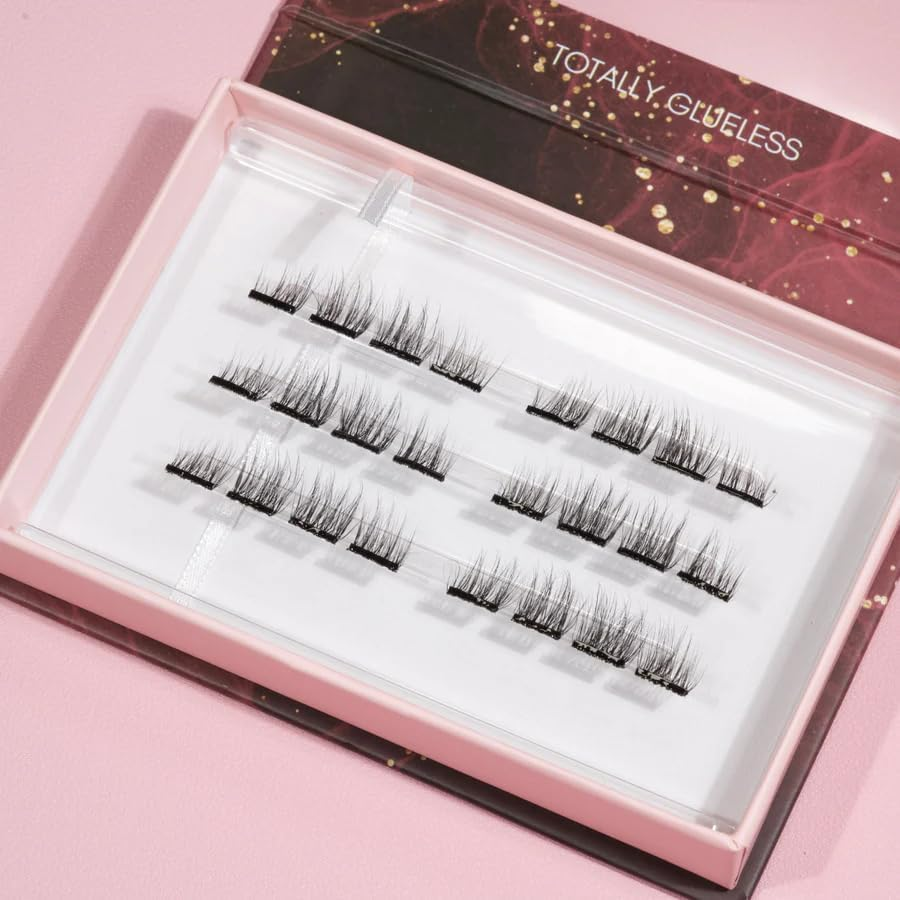 DIY Press on Eyelash Extensions the Sweeties | 3 Pairs of Eyelashes (5-12 Mm) | up to 5 Days Hold | Eyelashes DIY Set for Home | Artificial Eyelashes | Cat Eye Lashes | Black Eyelash Band image number 3