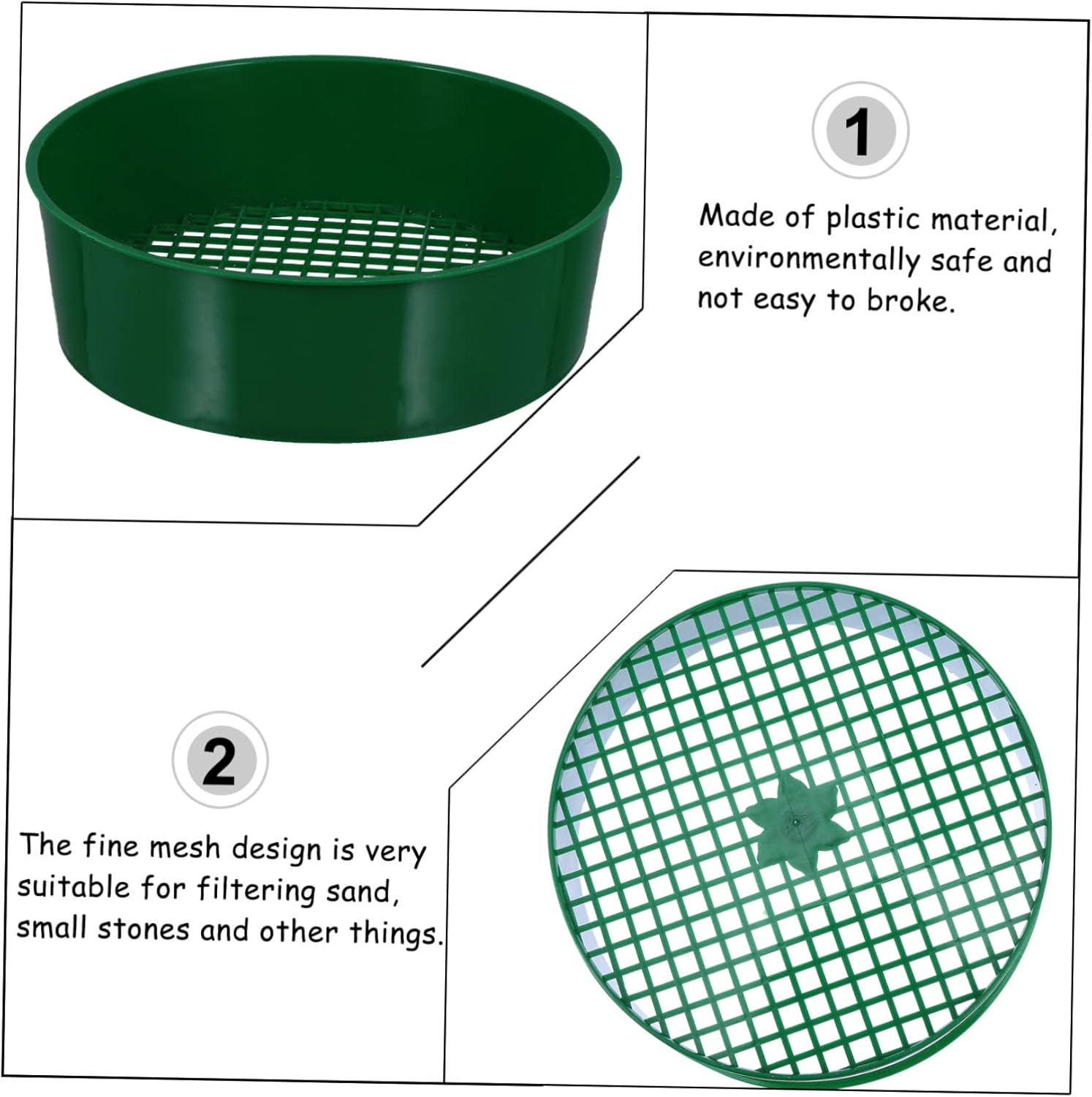 HAKIDZEL 5Pcs Plastic Mesh Sieve Garden Tool for Compost Soil Stone Sifting Portable Gardening Sifter Mesh Design Random Style image number 5