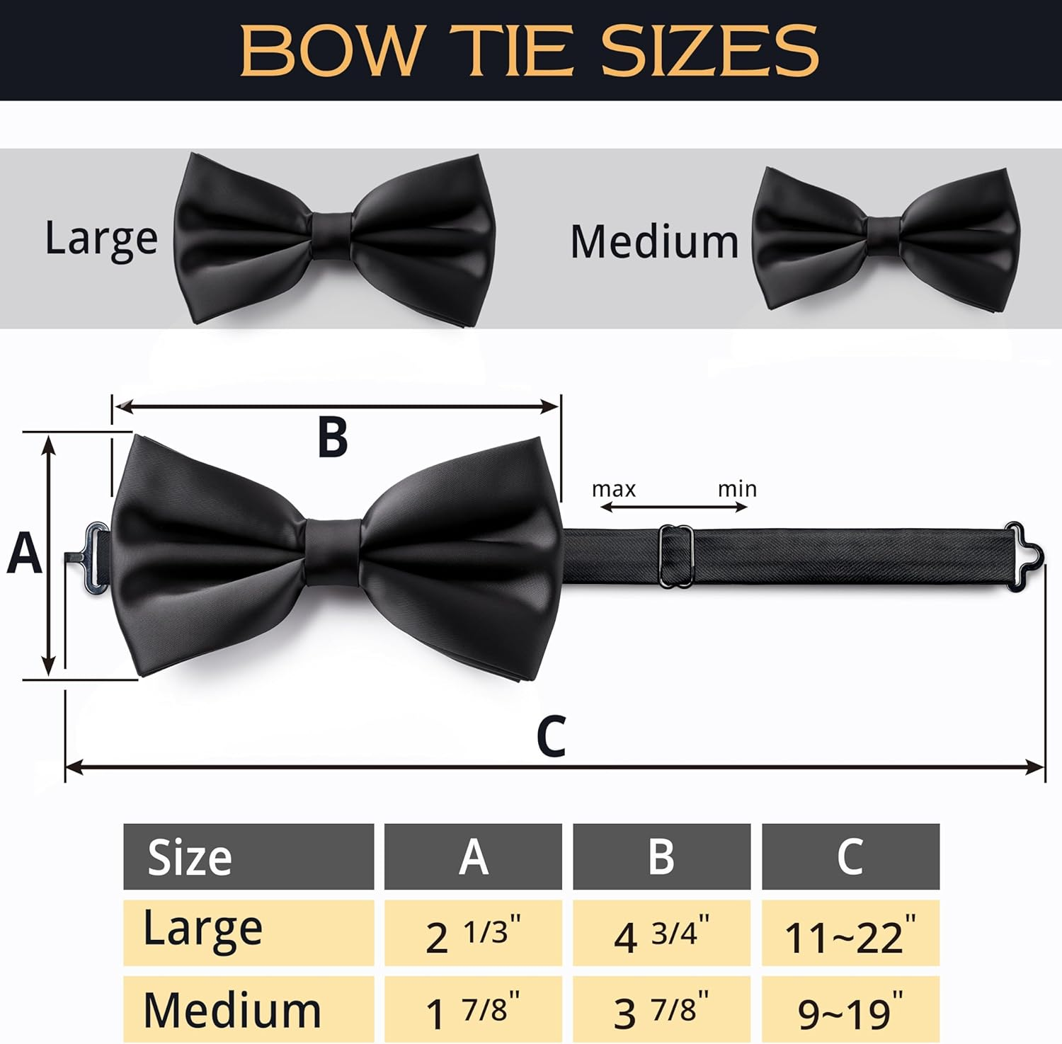 Classic Pre-Tied Bow Tie, Formal Satin Faux Silk, Men'S Tuxedo Accessory image number 4