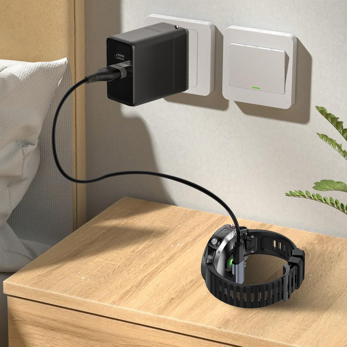 [1+1 Pack] T Tersely 1M Charging Cable with 1 Pack Type C Charger Adapter for Garmin Vivoactive 6 5 4 4S, for Venu 3 3S Sq 2 2S Bounce Instinct 2X Fenix 8/7/6 S X/Forerunner 255 255S 55 935/Epix image number 5