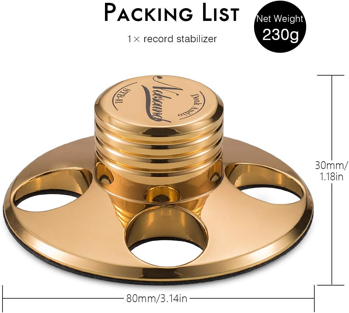 Nobsound STB-01 LP Vinyl Turntables Metal Disc Stabilizer Record Weight Hifi (Pure Copper, Gold)