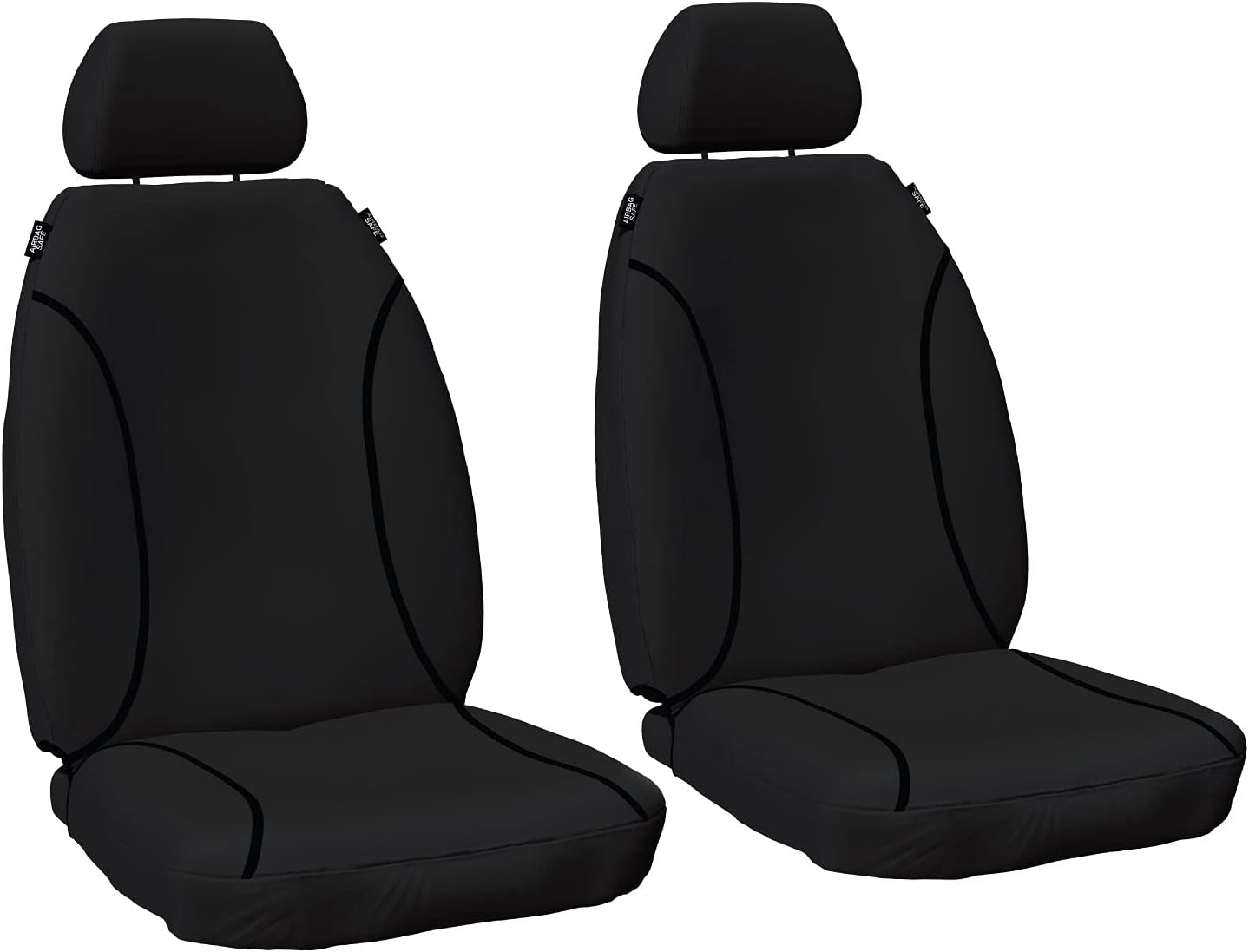 For Mitsubishi Triton Single Dual 2012-2015 TRADIES Front Black Canvas Seat Covers image number 3