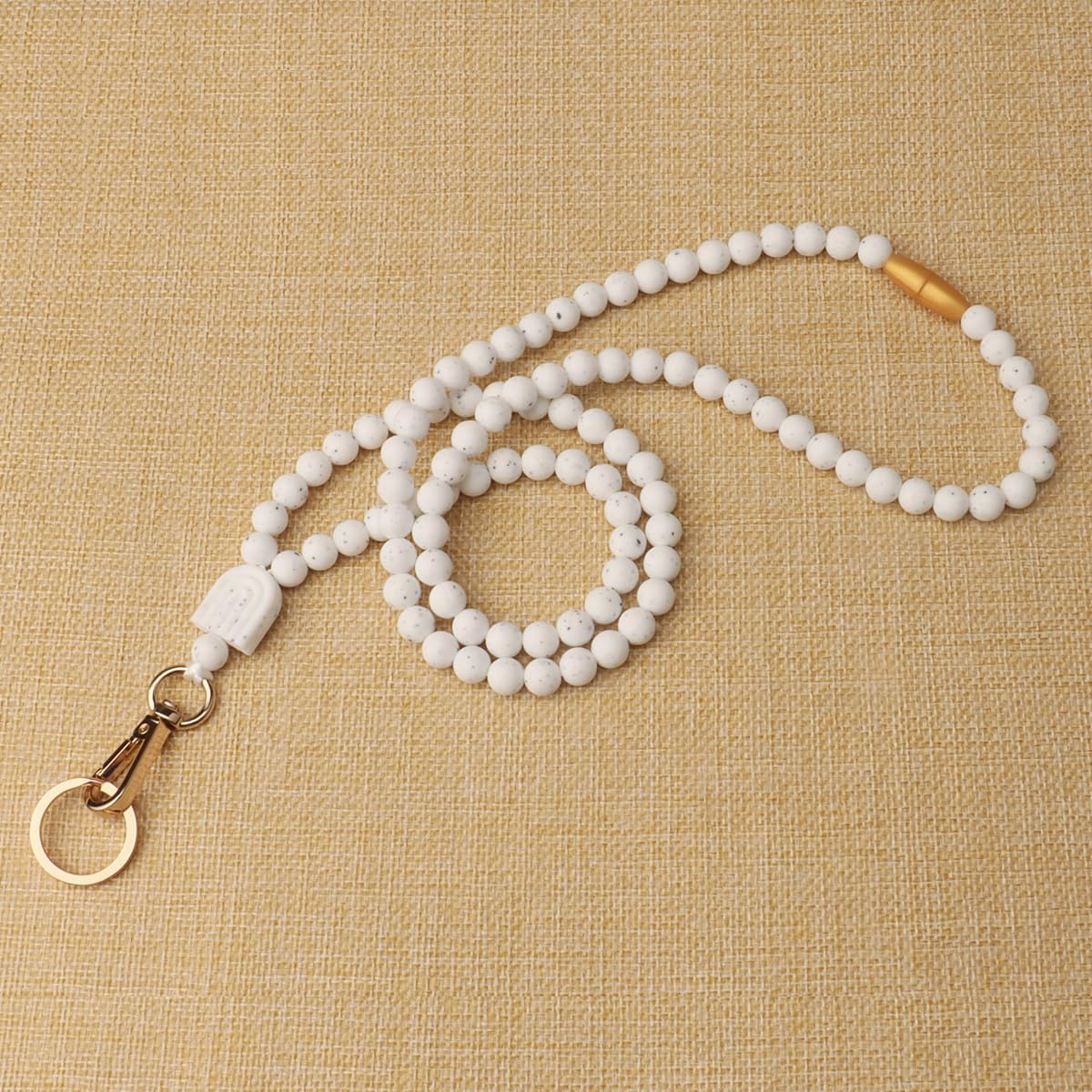 Teacher Lanyard for Id Badges and Keys Cute Silicone Lanyards Super Soft Comfortable Beaded Lanyard for Women Gift image number 3