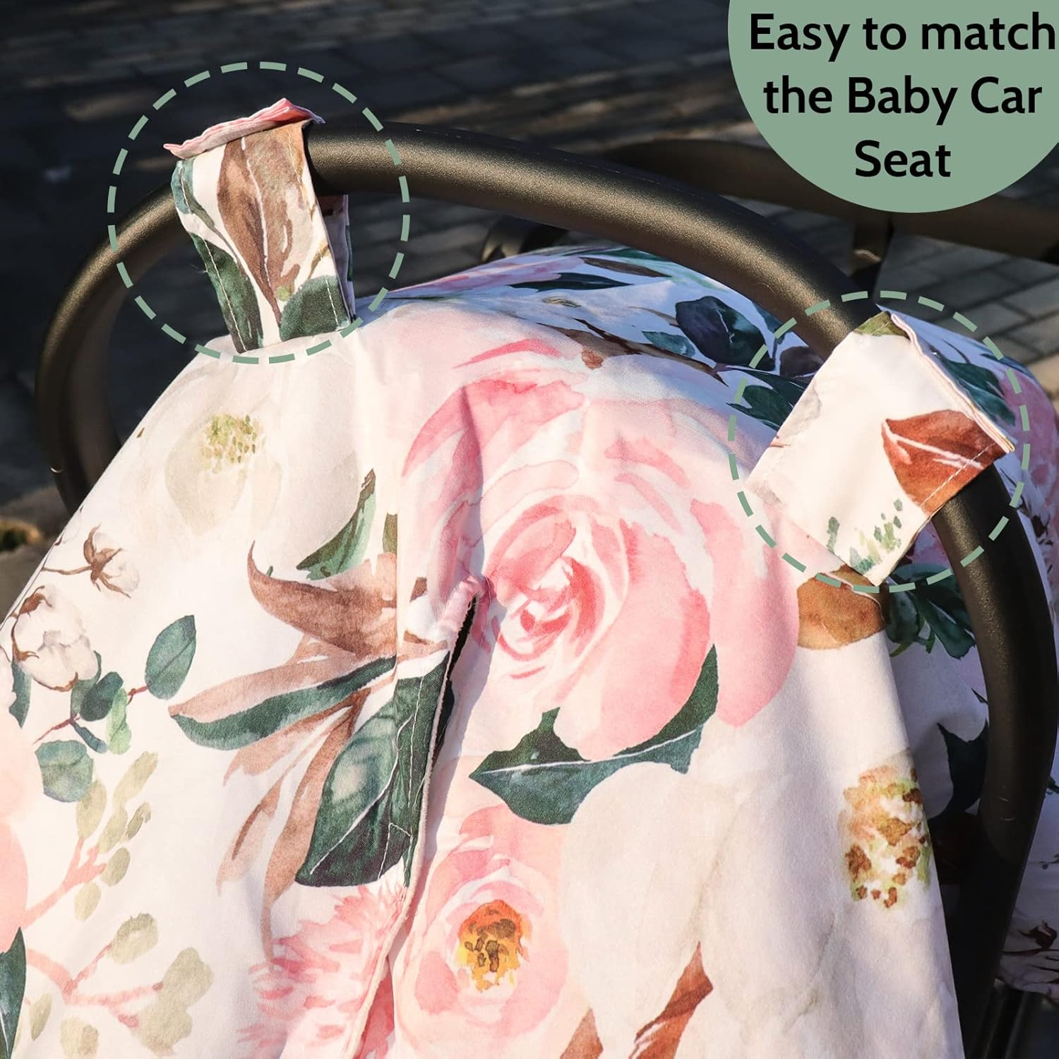 Car Seat Covers for Babies, Peekaboo Opening Infant Car Seat Canopy for Baby Boys Girls, 2 in 1 Mom Nursing Breastfeeding Covers, Minky Warm Carseat Canopy for Newborn, Pink Flower - Dinosaur image number 3