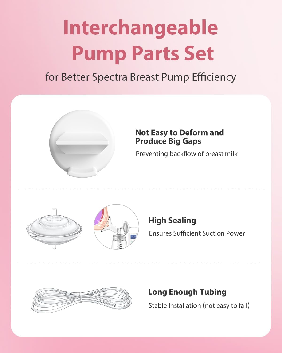 BALIME Breast Pump Parts Compatible with Spectra S1/S2/9 Plus, Duckbill Valves, Backflow Protector Membrane and Tubes (Not Original Spectra Accessories) image number 5