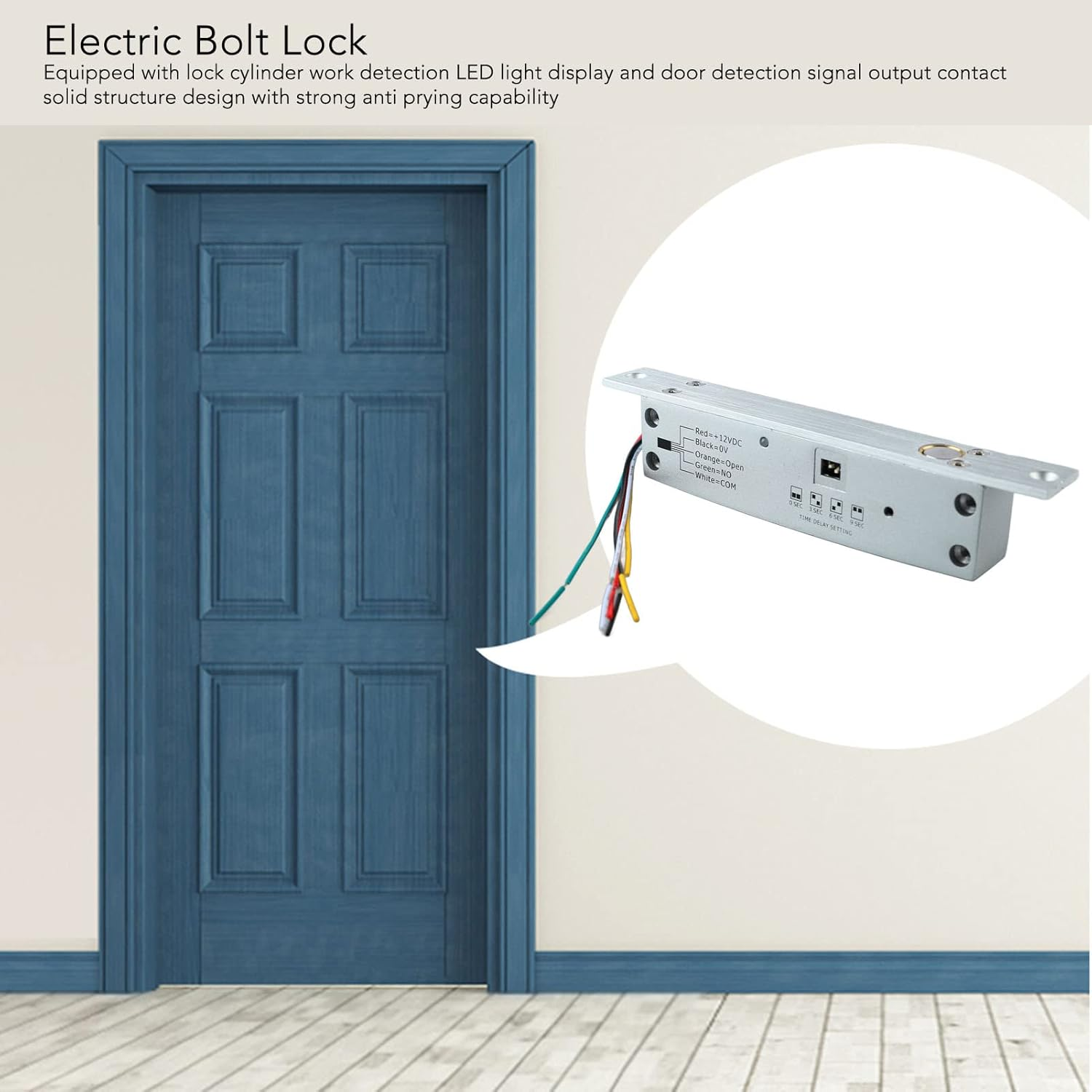 GUPE Electric Bolt Lock, DC12V Aluminium Alloy, Stainless Steel Deadbolt, Time Delay, anti Prying, Security Lock, Door Control image number 4