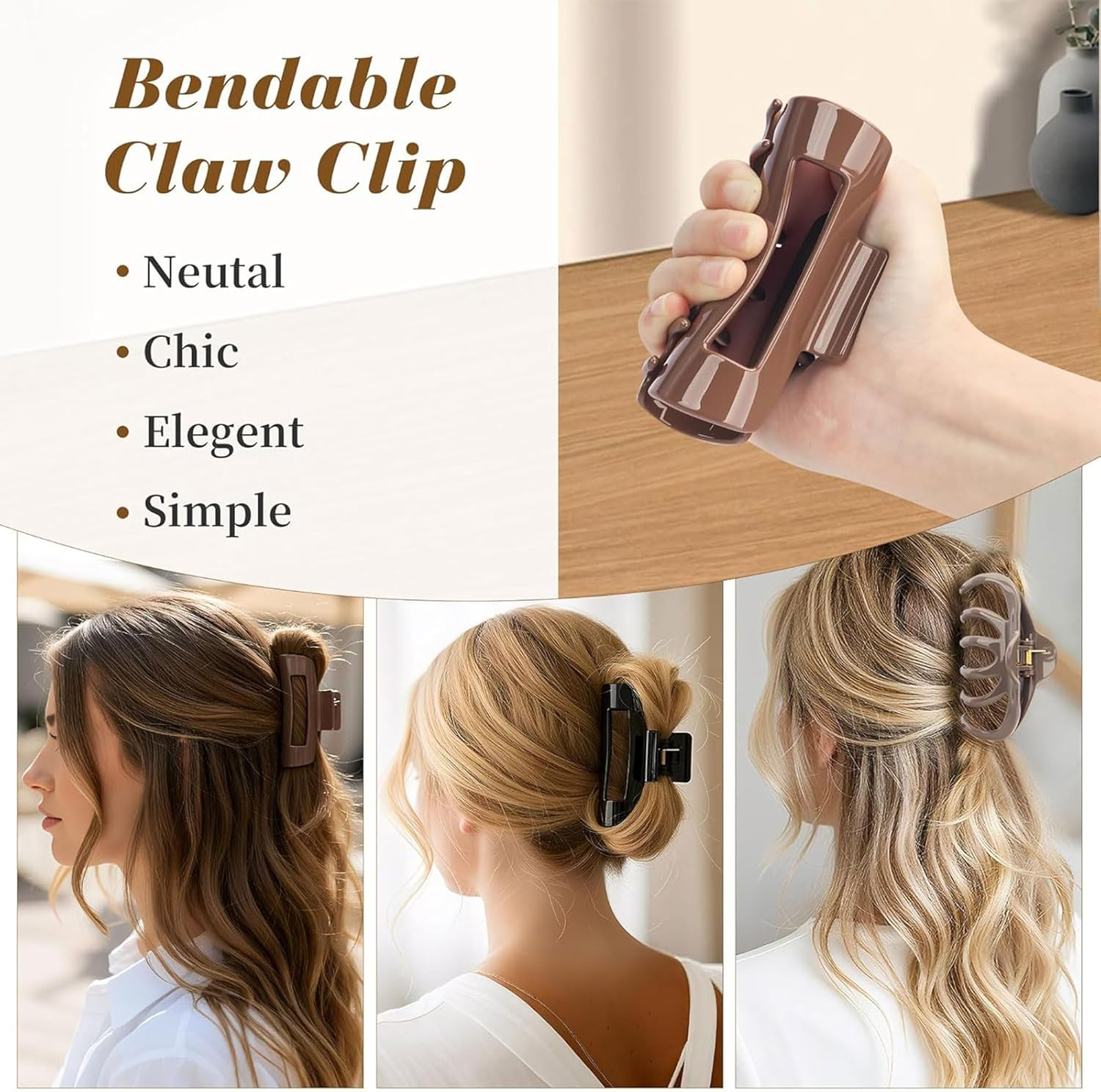 Muorruo 4-Pack Silicone Cloud-Shaped Hair Clips, Soft and Flexible Hair Clips, Gentle Hair Clips for Thin and Thick Hair, Hair Accessories for Women and Girls (Style 1) image number 4