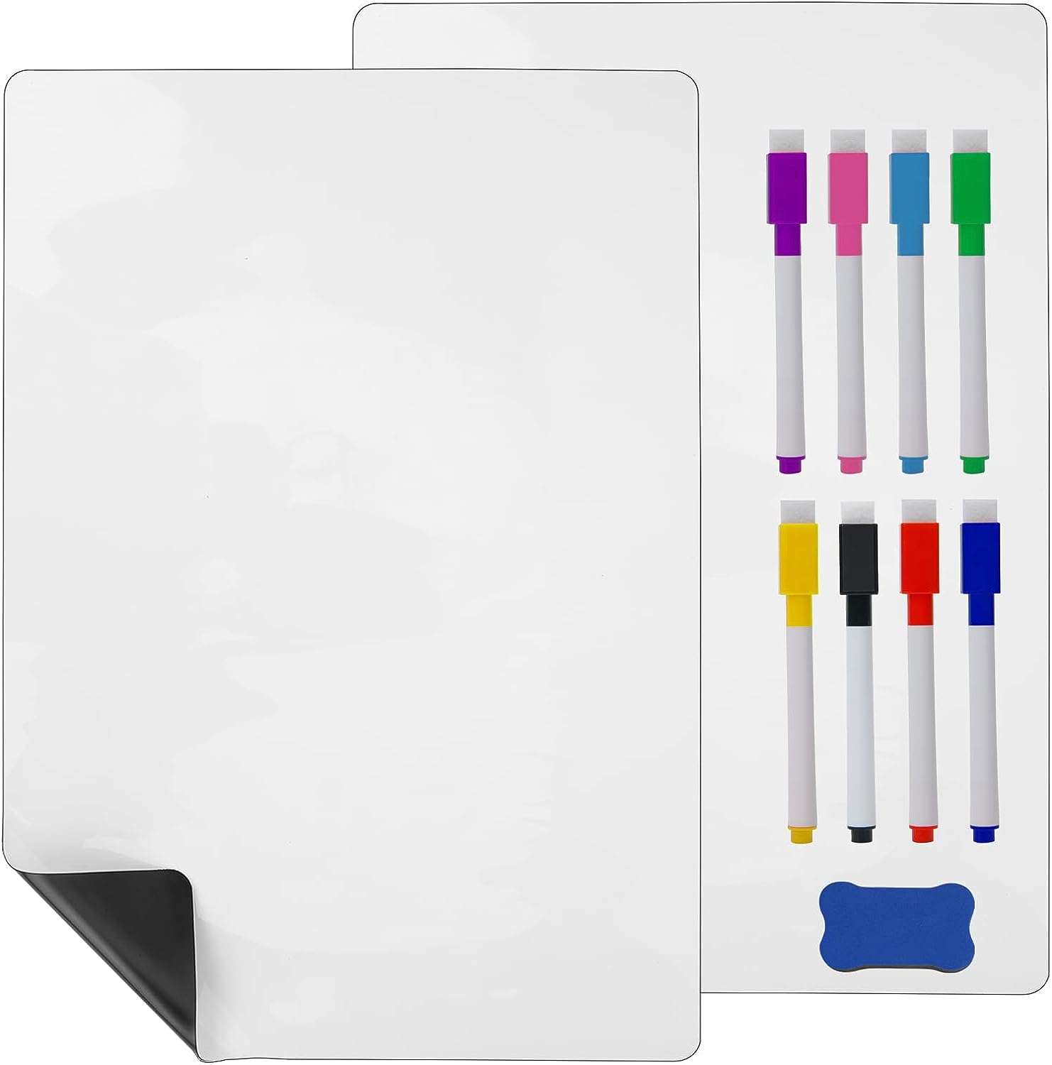 A4 2 Pcs Black Magnetic Dry Erase Whiteboard Sheet for Fridge,Small Magnet Fridge Message Boards with Pens,1 Eraser,Reminder Sticker, Monthly Planner, Grocery List image number 6