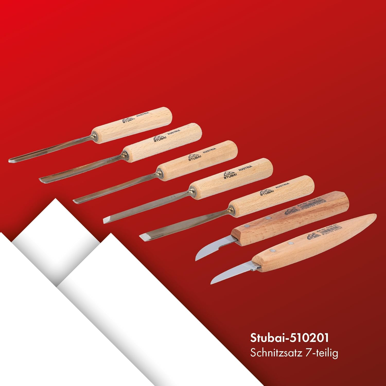 Stubai 510201 Wood Carving Set, Gold/Beige, 7-Piece image number 6