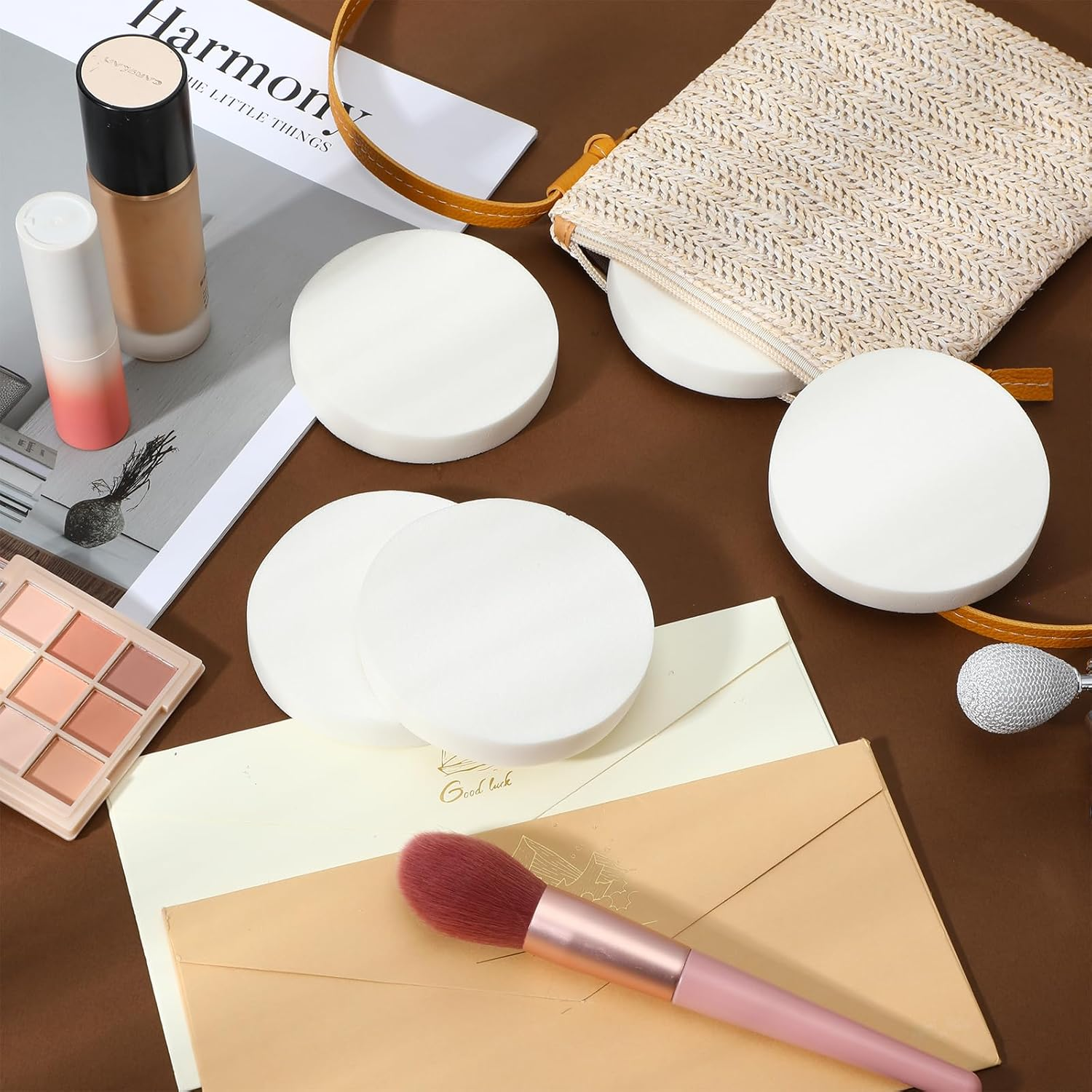 Pack of 12 Make up Sponges round Powder Puff Sponge Face Sponges Wash Applicator Face Paint Sponge for Face Eyes Cosmetics Liquid Foundation Powder Foundation (9 Cm) image number 1