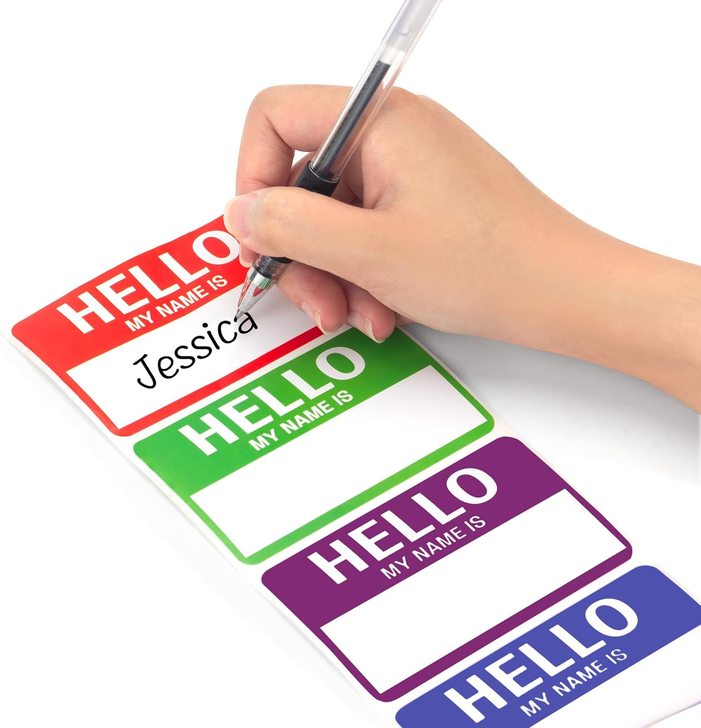 400 Pcs 3.62 * 2.25 Inches Name Tag Labels Stickers "Hello My Name Is" Colorful Name Badge for School, Office, Themed Party, Family, Competition image number 3