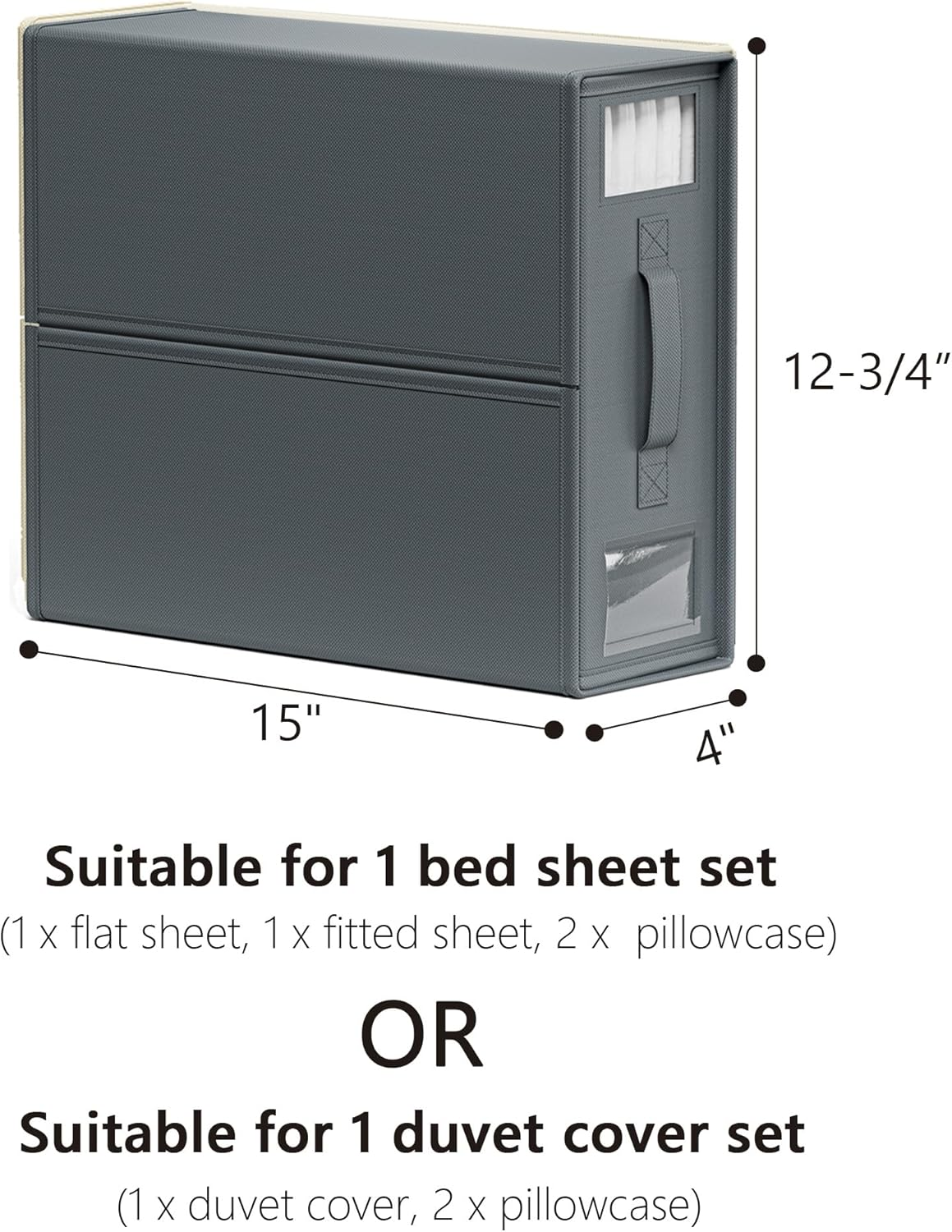 Sheetcube Bed Sheet Organizers and Storage 6 Pack, Foldable Linen Closet Organizer with Window and Label, Bedding Folder Storage Box Container for Blanket, Duvet Cover Set, Bed Sheet Set - Grey image number 4