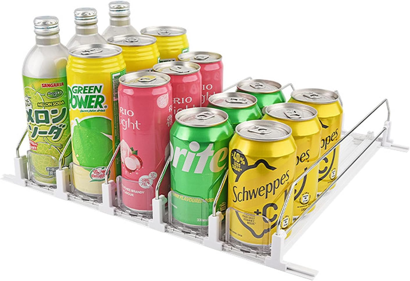 Mtxorvix Drink Organizer for Fridge, 5 Rows Soda Can Dispenser for Refrigerator, Automatic Glide Organizer for Refrigerator, Width Adjustable Drink Dispenser, Self - Pushing Soda Can Dispenser (White) image number 3